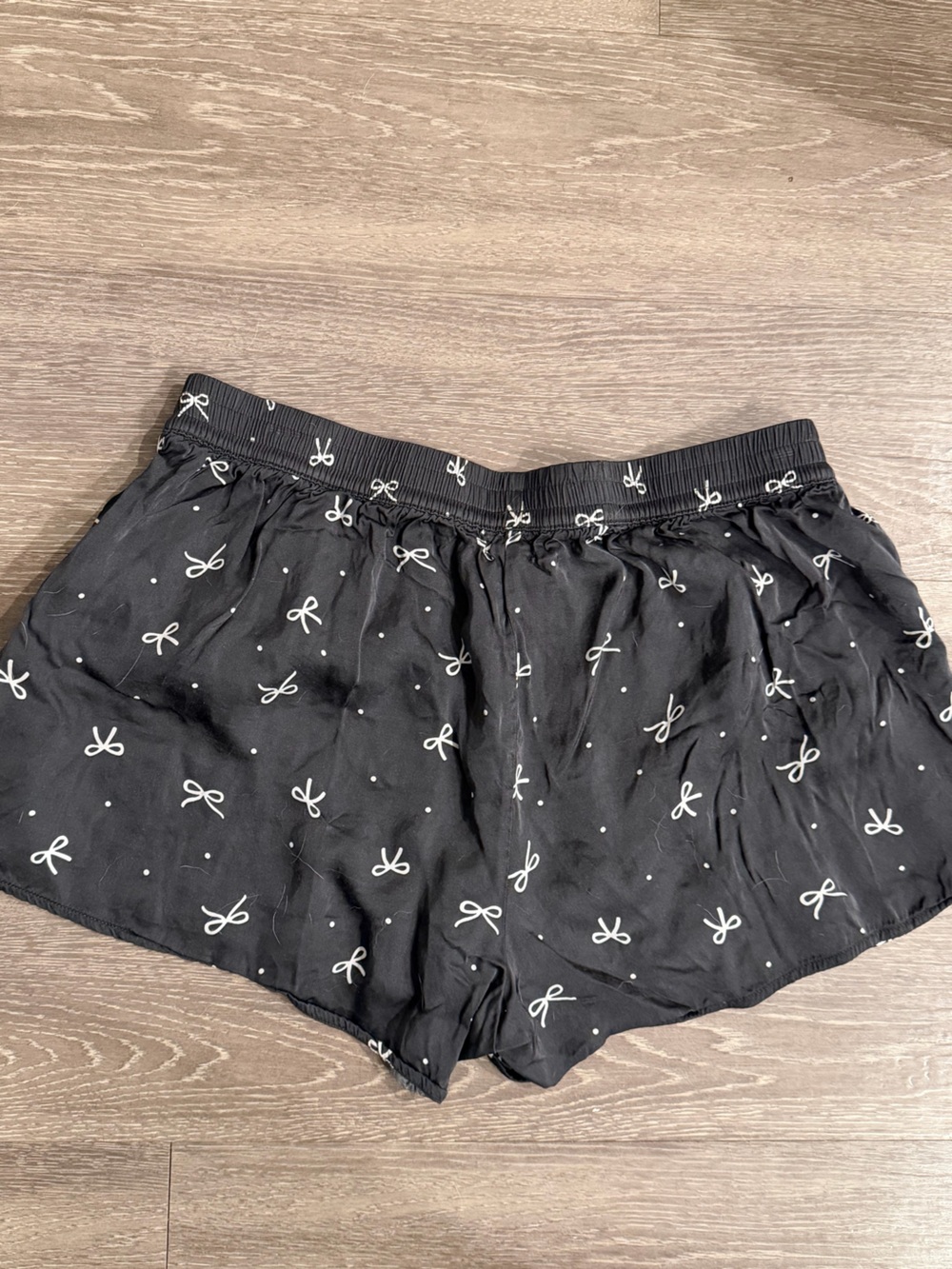 Aerie Black Bow Print Pajama Sleep Shorts Women’s Medium Lounge Boxer Style - Picture 4 of 6